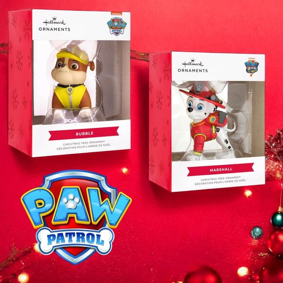 Paw Patrol: The Movie™‎ Hallmark Ornament Bundle Marshall & Rubble New in Box - Picture 1 of 9